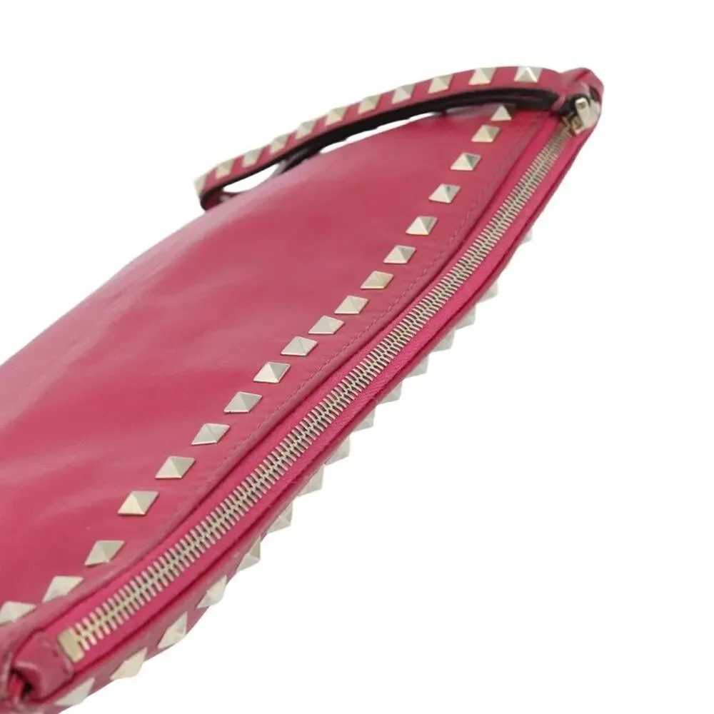 Valentino Leather Studs Clutch Pink